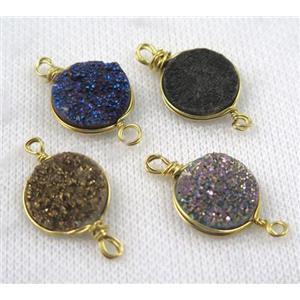 druzy quartz connector, gold plated, approx 16mm dia [GMPDA5097]