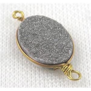 druzy quartz connector, gold plated, approx 16x20mm [GMPDA5099]