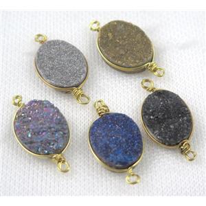 druzy quartz connector, gold plated, approx 16x20mm [GMPDA5100]