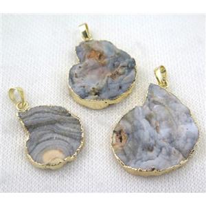 druzy sunagate pendant, gold plated, approx 20-38mm [GMPDA5106]