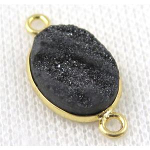black sunagate druzy connector, oval, approx 12x16mm [GMPDA5142]