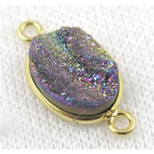 sunagate druzy connector, oval, approx 12x16mm [GMPDA5143]