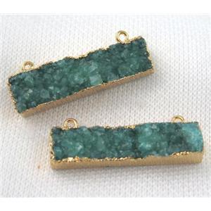 green druzy quartz pendant with 2loops, rectangle, gold plated, approx 10-40mm [GMPDA5170]