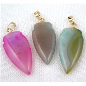 mix agate arrowhead pendant, gold plated, approx 20-40mm [GMPDA5212]