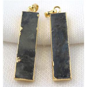Labradorite pendant, rectangle, gold plated, approx 10-40mm [GMPDA5218]