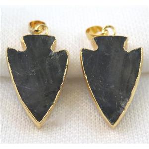 Labradorite pendant, arrowhead, gold plated, approx 20-30mm [GMPDA5220]