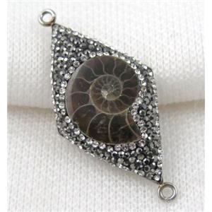 Ammonite Fossil connector paved rhinestone, rhombic, approx 20-33mm [GMPDA5228]