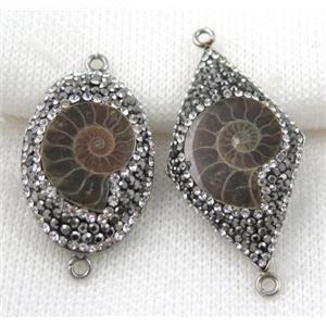 Ammonite Fossil connector paved rhinestone, mix shape, approx 20-33mm [GMPDA5229]