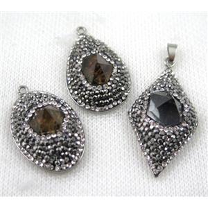 mix gemstone pendant paved rhinestone, mix shape, approx 20-40mm [GMPDA5230]