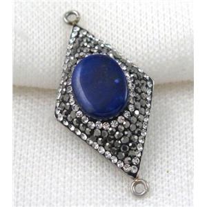 Lapis Lazuli connector paved rhinestone, rhombic, approx 22-38mm [GMPDA5236]