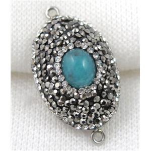 Amazonite connector paved rhinestone, oval, approx 20x30mm [GMPDA5243]