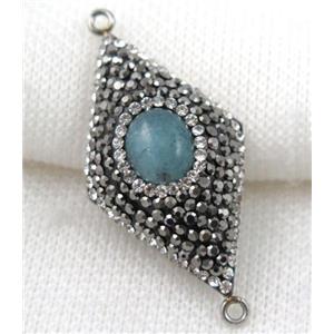 Amazonite connector paved rhinestone, rhombic, approx 22-38mm [GMPDA5244]