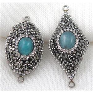 Amazonite connector paved rhinestone, mix shape, approx 20-40mm [GMPDA5245]