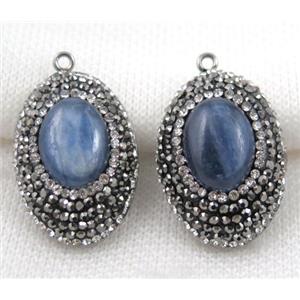 Kyanite pendant paved rhinestone, oval, approx 20x30mm [GMPDA5246]
