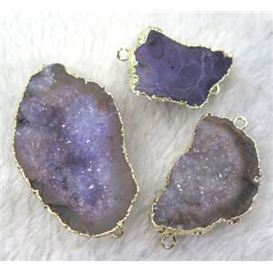 agate druzy connector, freeform, gold plated, approx 15-35mm [GMPDA5309]