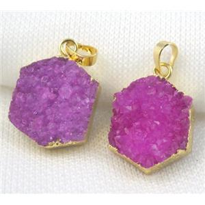 druzy quartz pendant, freeform, approx 20mm dia [GMPDA5312]