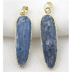 blue Kyanite teardrop pendant, gold plated, approx 12-40mm [GMPDA5320]