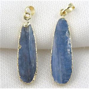 blue Kyanite teardrop pendant, gold plated, approx 12-40mm [GMPDA5321]