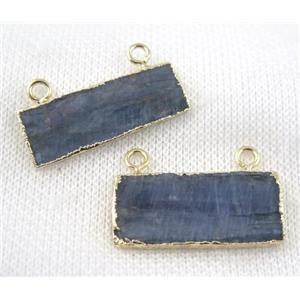 blue Kyanite rectangle pendant with 2loops, gold plated, approx 10-35mm [GMPDA5322]