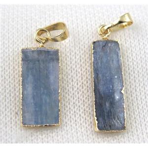 blue Kyanite rectangle pendant, gold plated, approx 8-25mm [GMPDA5323]