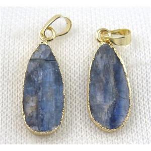 blue Kyanite teardrop pendant, gold plated, approx 12-25mm [GMPDA5324]