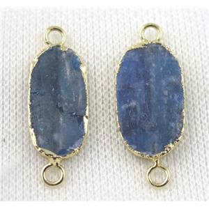 blue Kyanite oval connector, gold plated, approx 12-25mm [GMPDA5325]