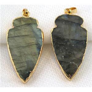 Labradorite arrowhead pendant, gold plated, approx 22-40mm [GMPDA5338]