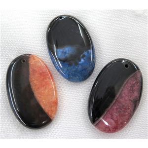 druzy agate slice pendant, oval, approx 20-60mm [GMPDA5345]