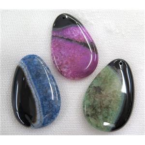 druzy agate slice pendant, teardrop, approx 20-60mm [GMPDA5351]