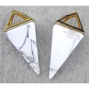 white turquoise pendant, freefrom, gold plated, approx 15-35mm [GMPDA5372]
