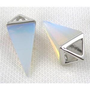 white opal stone pendant, freefrom, platinum plated, approx 15-35mm [GMPDA5376]