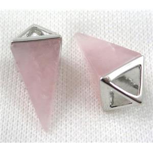 pink quartz pendant, freefrom, platinum plated, approx 15-35mm [GMPDA5377]