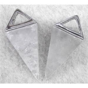 clear quartz pendant, freefrom, platinum plated, approx 15-35mm [GMPDA5379]