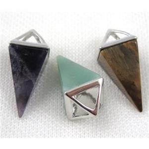 mix gemstone pendant, platinum plated, approx 15-35mm [GMPDA5381]