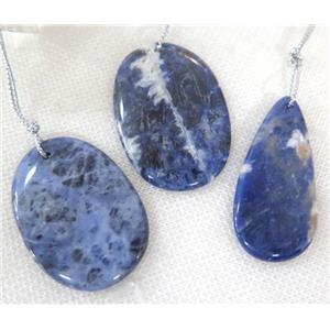 blue sodalite slice pendant, freeform, approx 15-45mm [GMPDA5398]