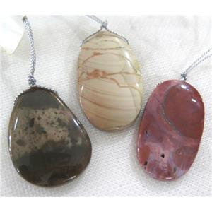 mix gemstone slab pendant, freeform, mix color, approx 15-45mm [GMPDA5399]