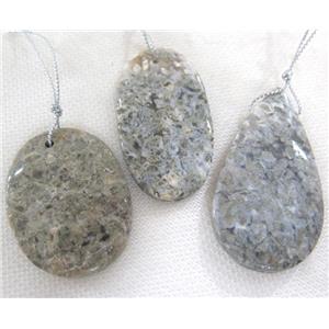 fossil jasper pendant, freeform, approx 15-45mm [GMPDA5402]