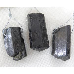 black tourmaline pendant, freeform, approx 15-45mm [GMPDA5404]