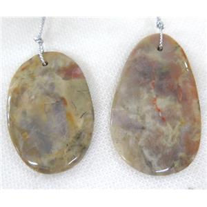 fossil jasper pendant, freeform, approx 15-45mm [GMPDA5407]