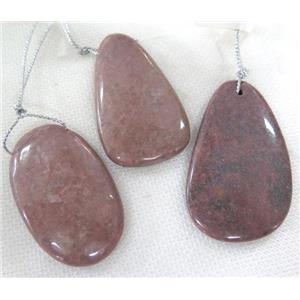 rhodonite pendant, freeform, pink, approx 15-45mm [GMPDA5411]