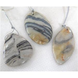zebra jasper pendant, freeform, approx 15-45mm [GMPDA5413]