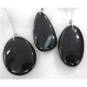 black jasper pendant, freeform, approx 15-45mm [GMPDA5414]