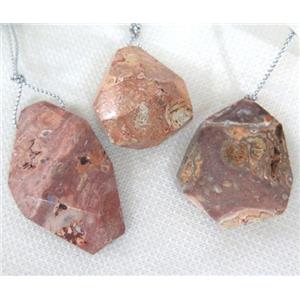 pink opal nugget pendant, freeform, approx 15-45mm [GMPDA5427]