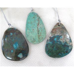 Azurite slice pendant, freeform, blue, approx 15-45mm [GMPDA5431]
