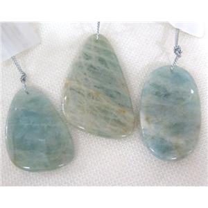 Aquamarine slice pendant, freeform, blue, AA-grade, approx 15-45mm [GMPDA5433]