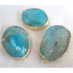 blue dragon veins Agate connector, faceted freeform, gold plated, approx 15-35mm [GMPDA5439]