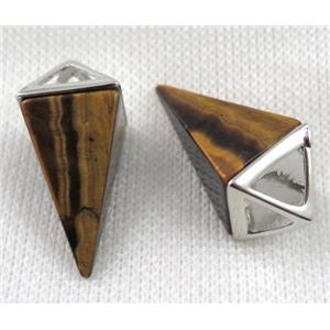 tiger eye stone pendulum pendant, platinum plated, approx 15-35mm [GMPDA5445]