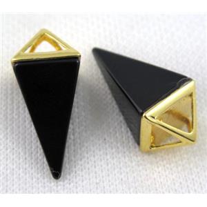 black onyx agate pendulum pendant, gold plated, approx 15-35mm [GMPDA5446]