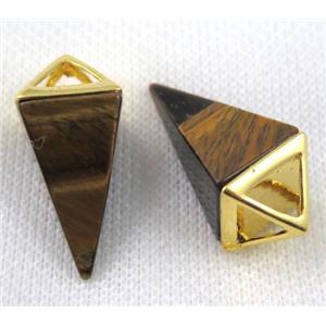 Tiger eye stone pendulum pendant, gold plated, approx 15-35mm [GMPDA5447]