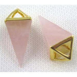 Rose Quartz pendulum pendant, gold plated, approx 15-35mm [GMPDA5451]